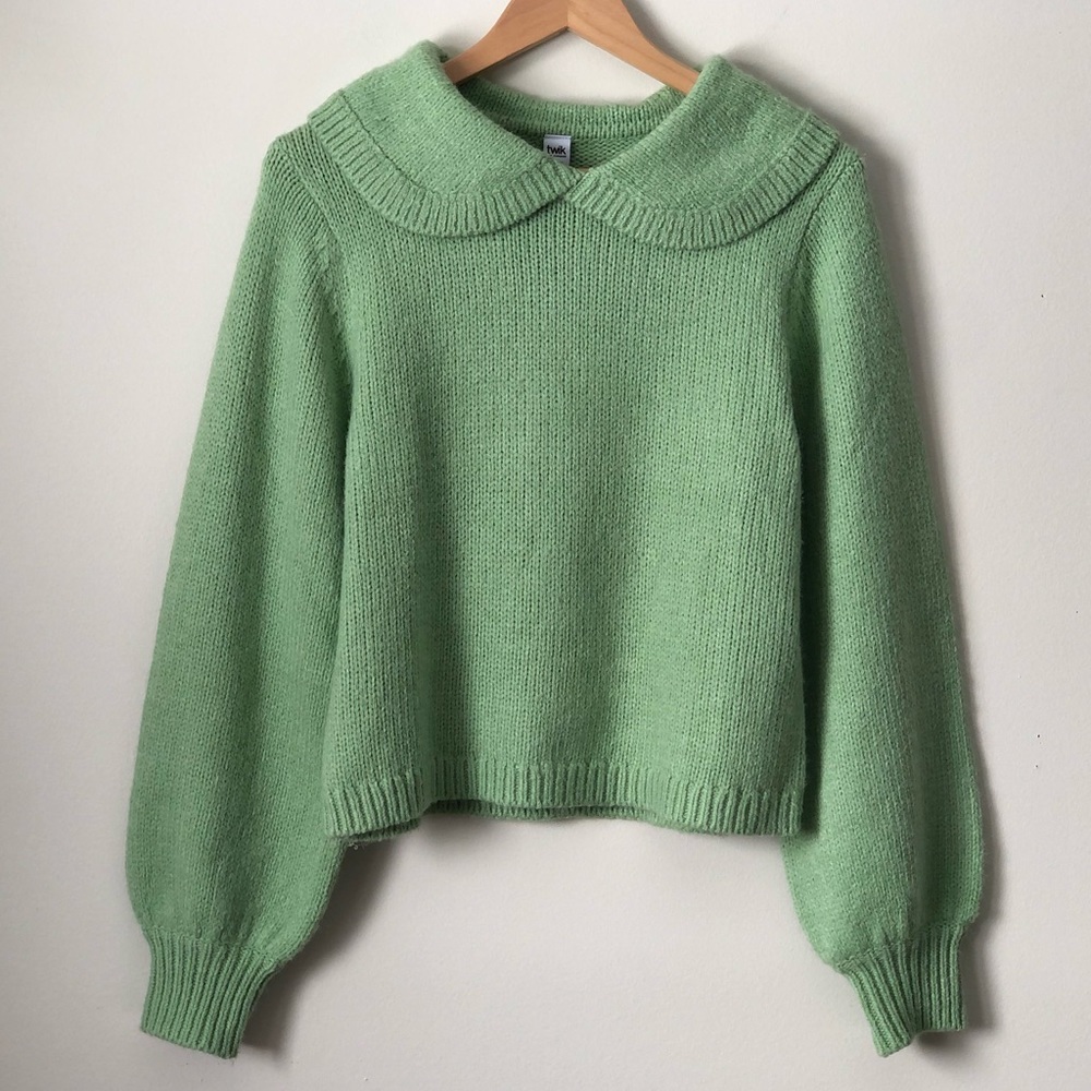 NWT Simons Twik Peter Pan collar crop knit sweater - size Large